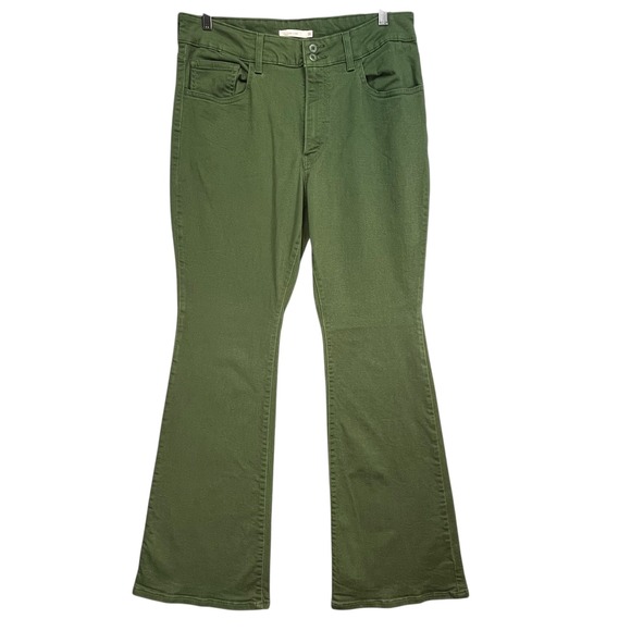 Levi's 726 Flare Green Stretch Pants Size 33 High Rise Wide‎ Leg Jeans - Picture 1 of 6